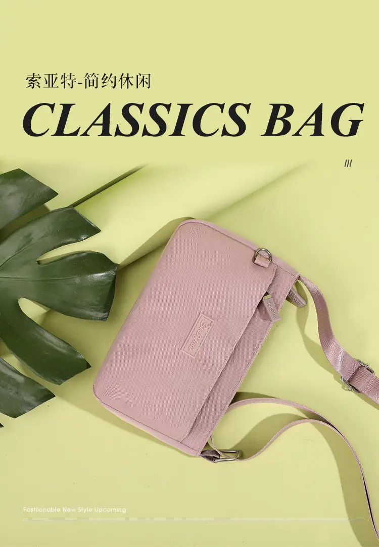 Pink Nylon Crossbody Bag for Women with Multi-Compartment Design — feature 3