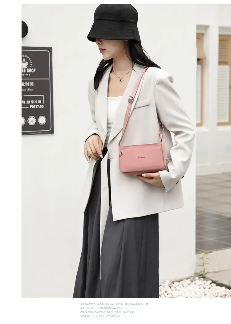 Pink Nylon Crossbody Bag for Women with Multi-Compartment Design — feature 31
