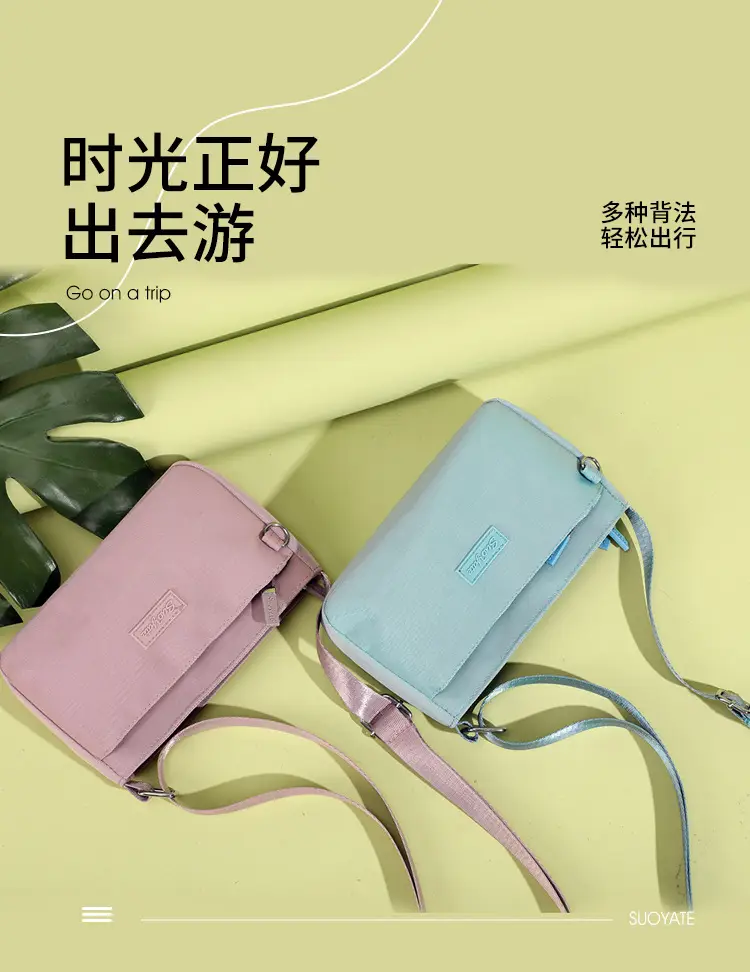 Pink Nylon Crossbody Bag for Women with Multi-Compartment Design — feature 4