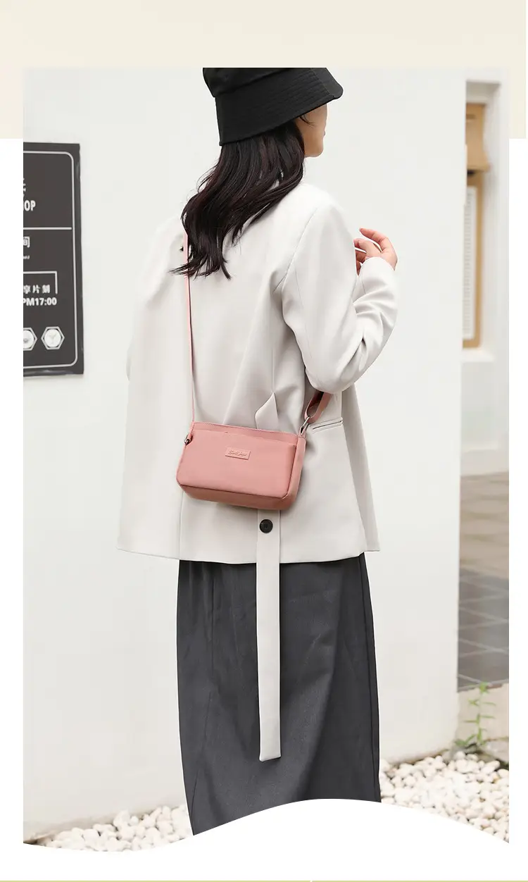 Pink Nylon Crossbody Bag for Women with Multi-Compartment Design — feature 8