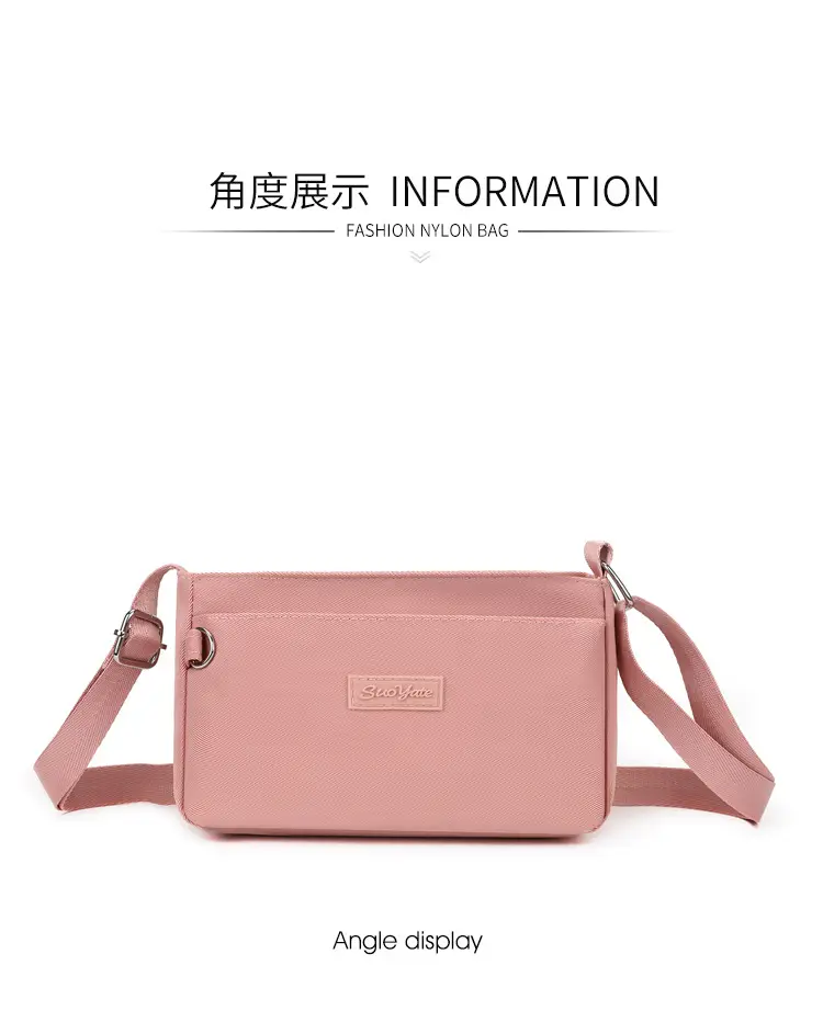 Pink Nylon Crossbody Bag for Women with Multi-Compartment Design — feature 9