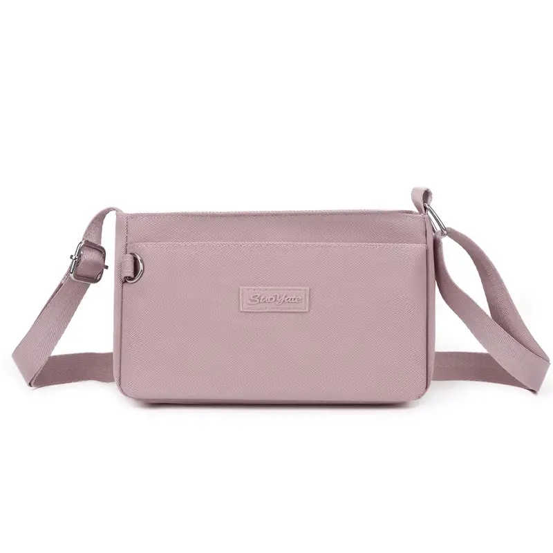 Pink Nylon Crossbody Bag for Women with Multi-Compartment Design - Image 4