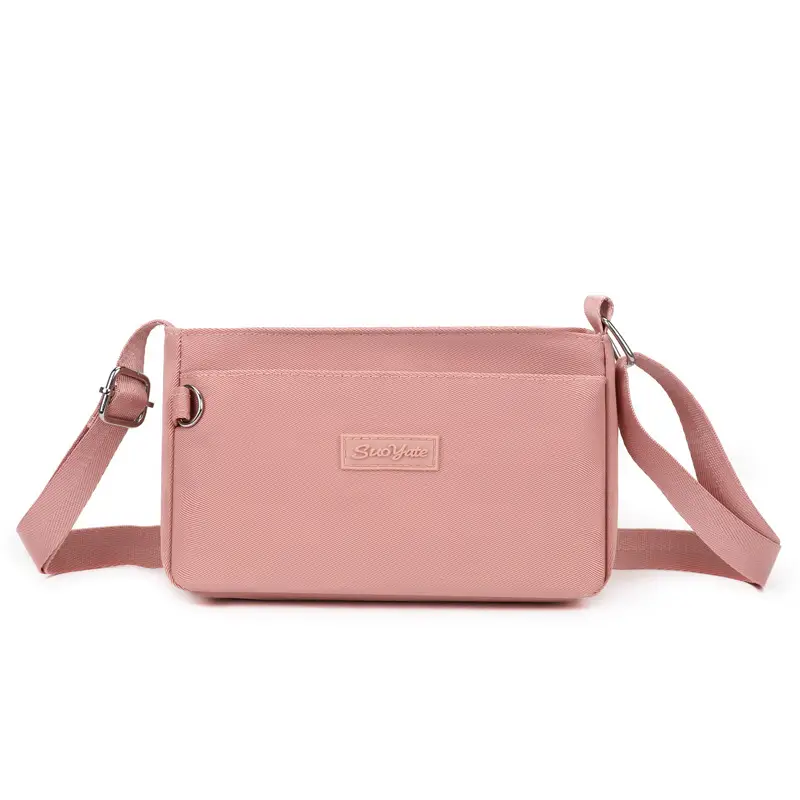 Pink Nylon Crossbody Bag for Women with Multi-Compartment Design - Image 8