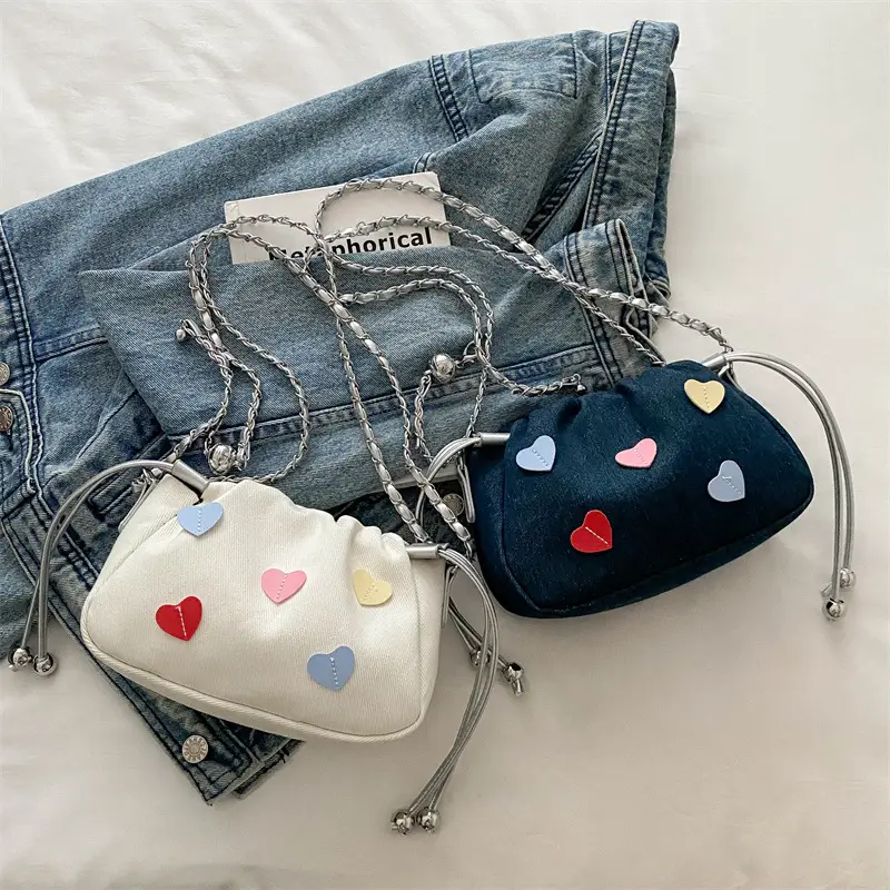 Canvas Drawstring Chain Shoulder Messenger Bag Women - Image 6