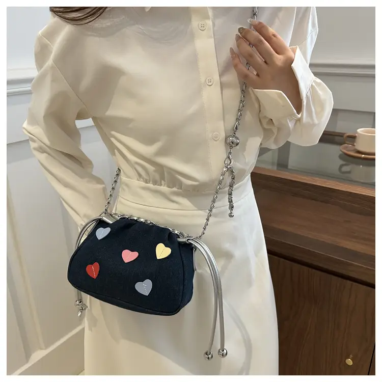 Canvas Drawstring Chain Shoulder Messenger Bag Women — feature 10