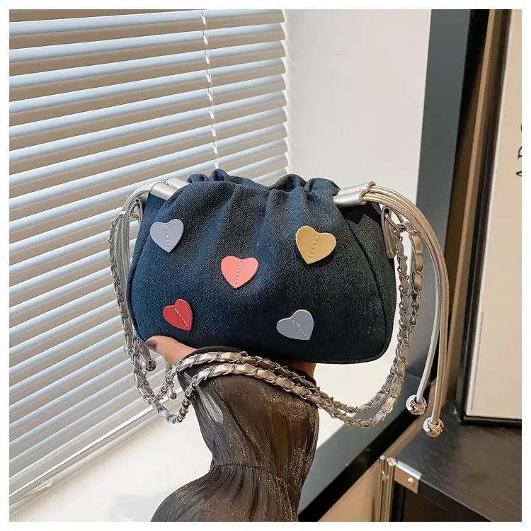 Canvas Drawstring Chain Shoulder Messenger Bag Women — feature 15