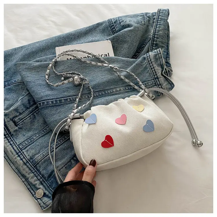 Canvas Drawstring Chain Shoulder Messenger Bag Women — feature 18