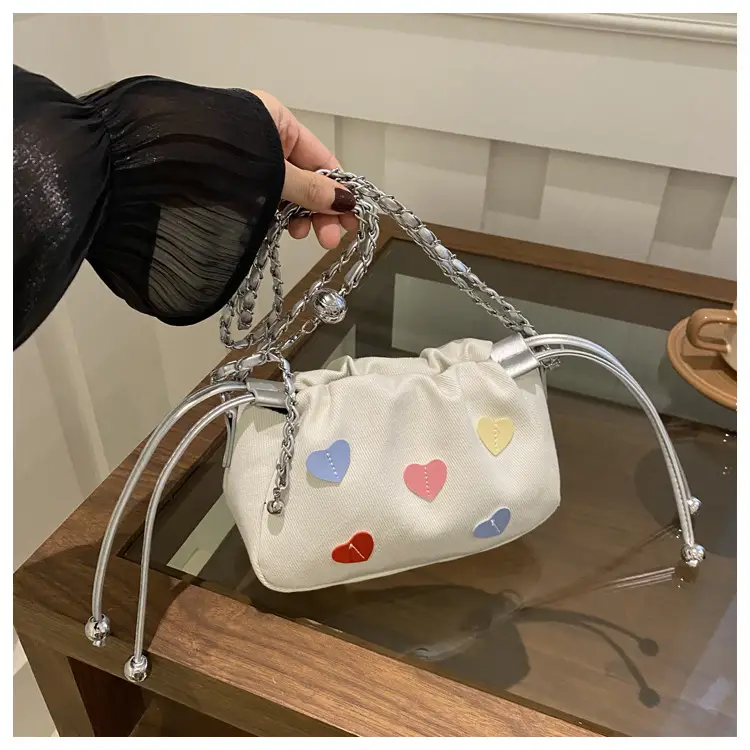 Canvas Drawstring Chain Shoulder Messenger Bag Women — feature 19