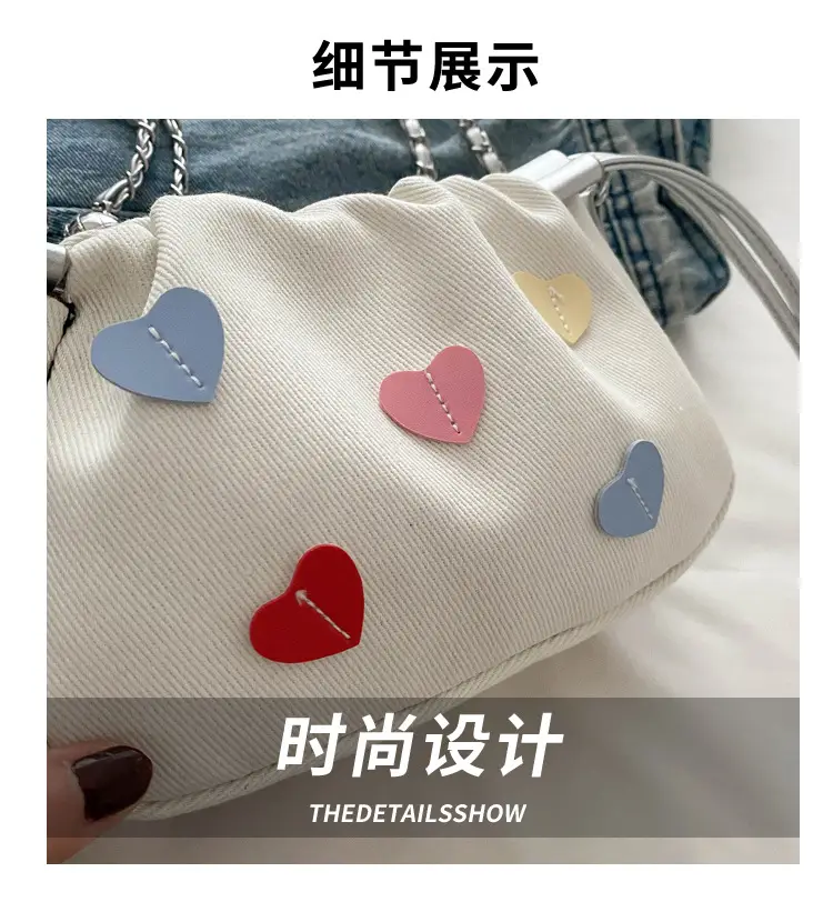 Canvas Drawstring Chain Shoulder Messenger Bag Women — feature 4