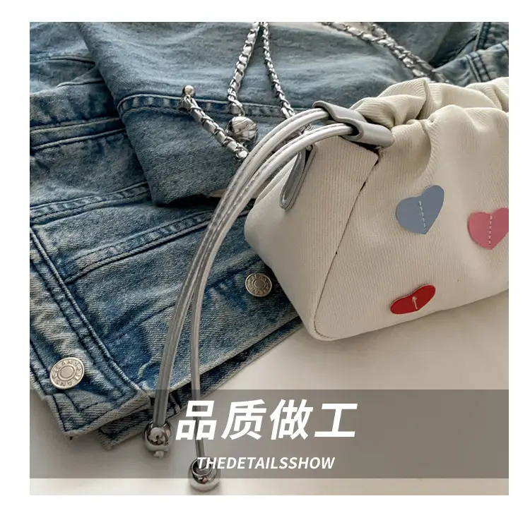 Canvas Drawstring Chain Shoulder Messenger Bag Women — feature 7