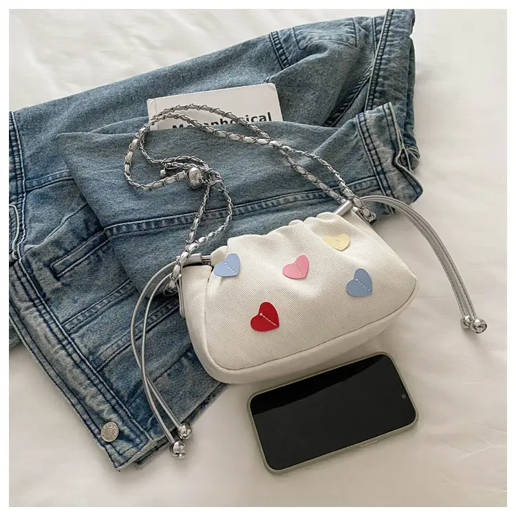 Canvas Drawstring Chain Shoulder Messenger Bag Women — feature 8