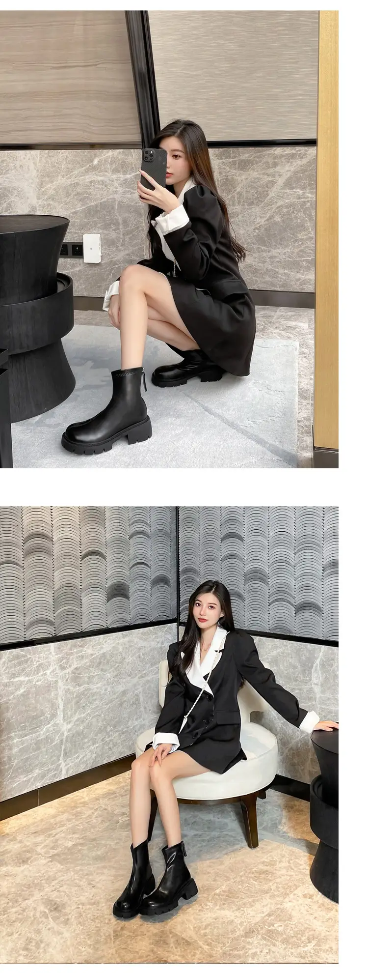 Women's Black Martin Boots Autumn Winter Korean Style Stretch Thin Boots — feature 10