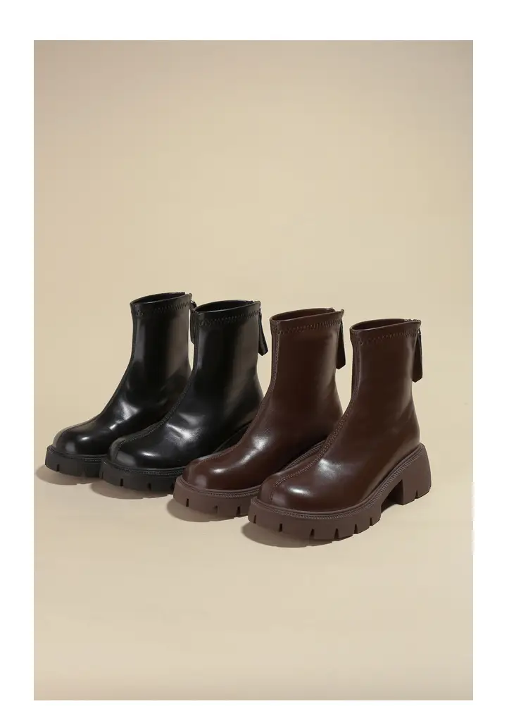 Women's Black Martin Boots Autumn Winter Korean Style Stretch Thin Boots — feature 19