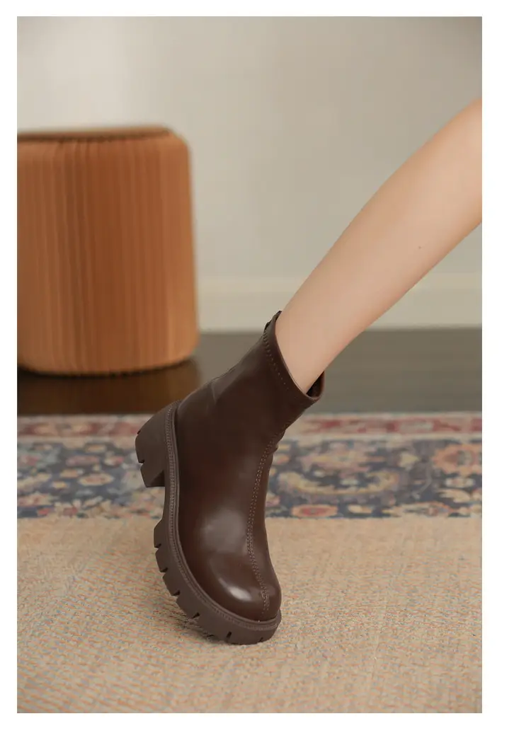 Women's Black Martin Boots Autumn Winter Korean Style Stretch Thin Boots — feature 8