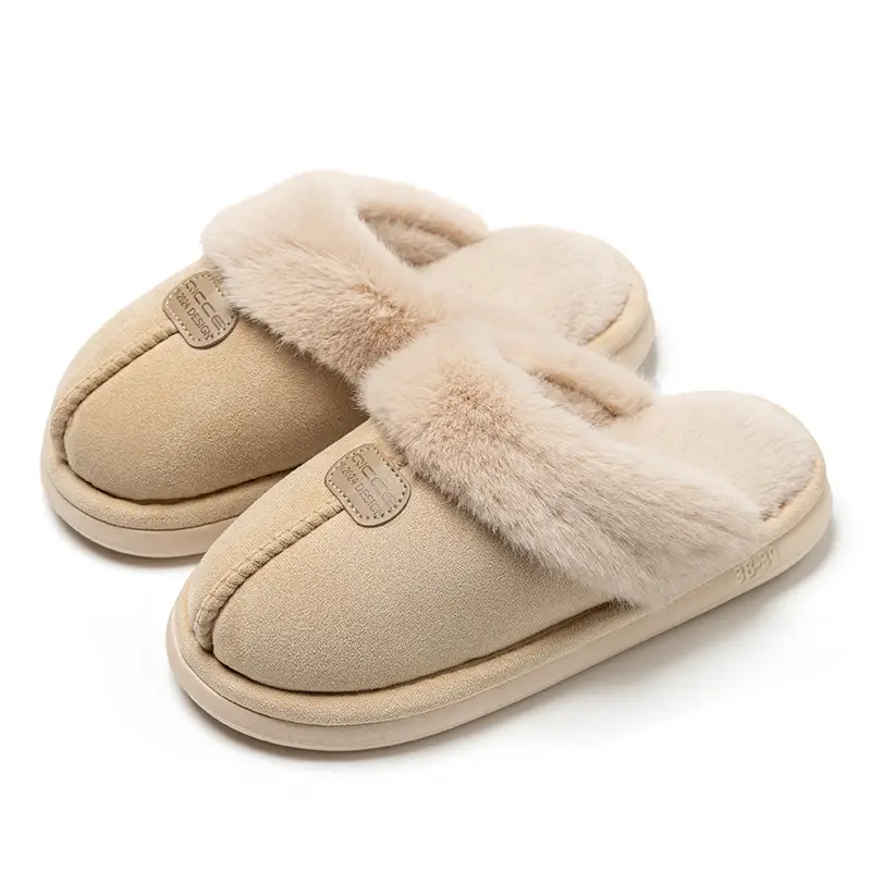 Qingchen 2025 New Winter Suede Floor Mops for Women Fleece-Lined to Heattech Home Indoor Velvet Thick-Soled Non-Slip Cotton Slippers