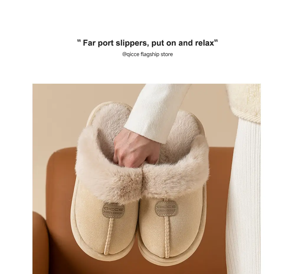 Qingchen 2025 New Winter Suede Floor Mops for Women Fleece-Lined to Heattech Home Indoor Velvet Thick-Soled Non-Slip Cotton Slippers — feature 17