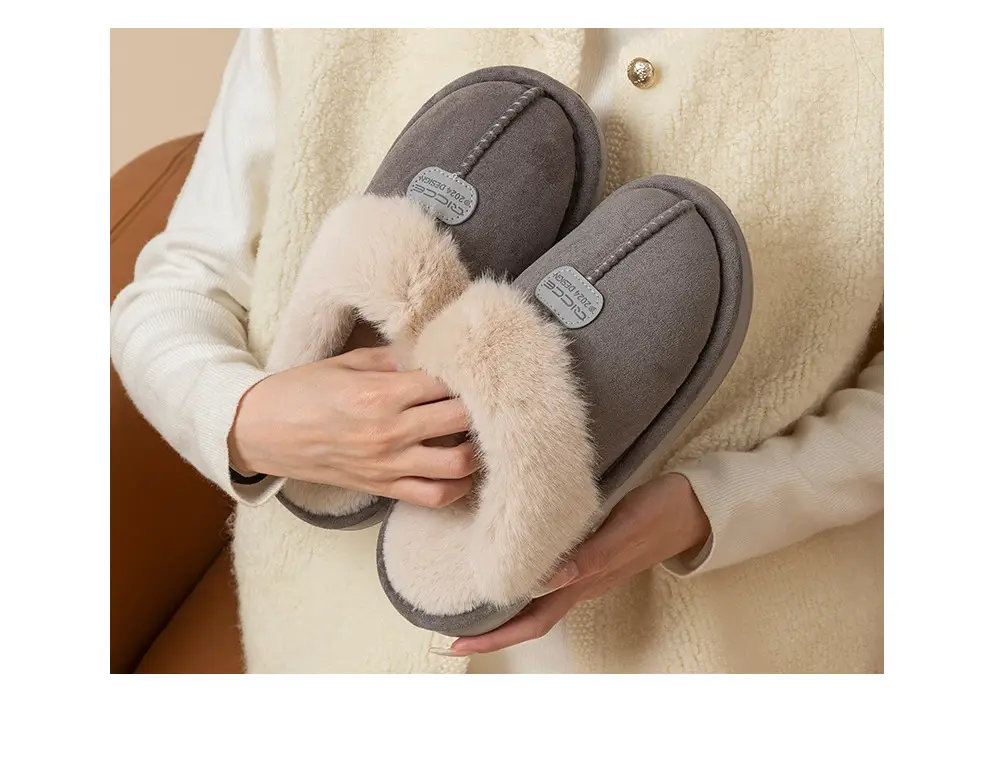 Qingchen 2025 New Winter Suede Floor Mops for Women Fleece-Lined to Heattech Home Indoor Velvet Thick-Soled Non-Slip Cotton Slippers — feature 18