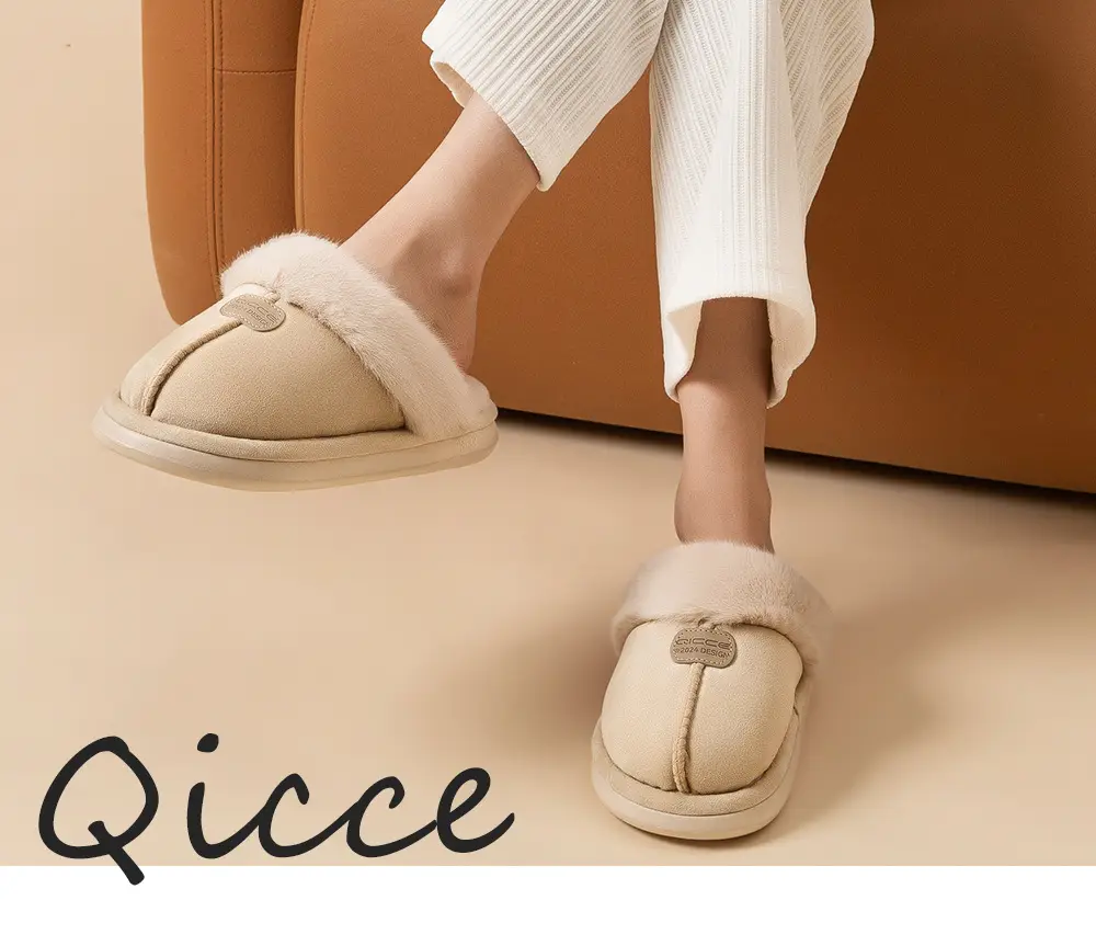 Qingchen 2025 New Winter Suede Floor Mops for Women Fleece-Lined to Heattech Home Indoor Velvet Thick-Soled Non-Slip Cotton Slippers — feature 2