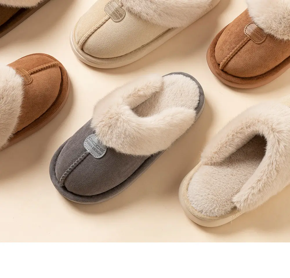 Qingchen 2025 New Winter Suede Floor Mops for Women Fleece-Lined to Heattech Home Indoor Velvet Thick-Soled Non-Slip Cotton Slippers — feature 20