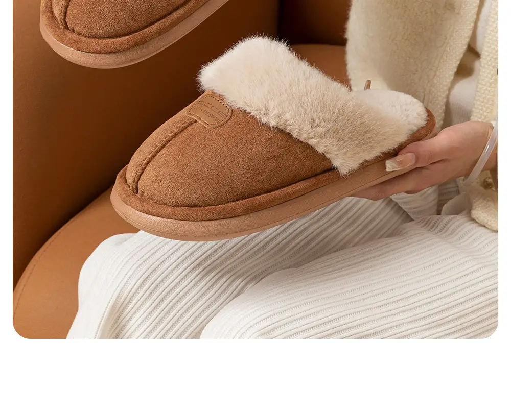 Qingchen 2025 New Winter Suede Floor Mops for Women Fleece-Lined to Heattech Home Indoor Velvet Thick-Soled Non-Slip Cotton Slippers — feature 6