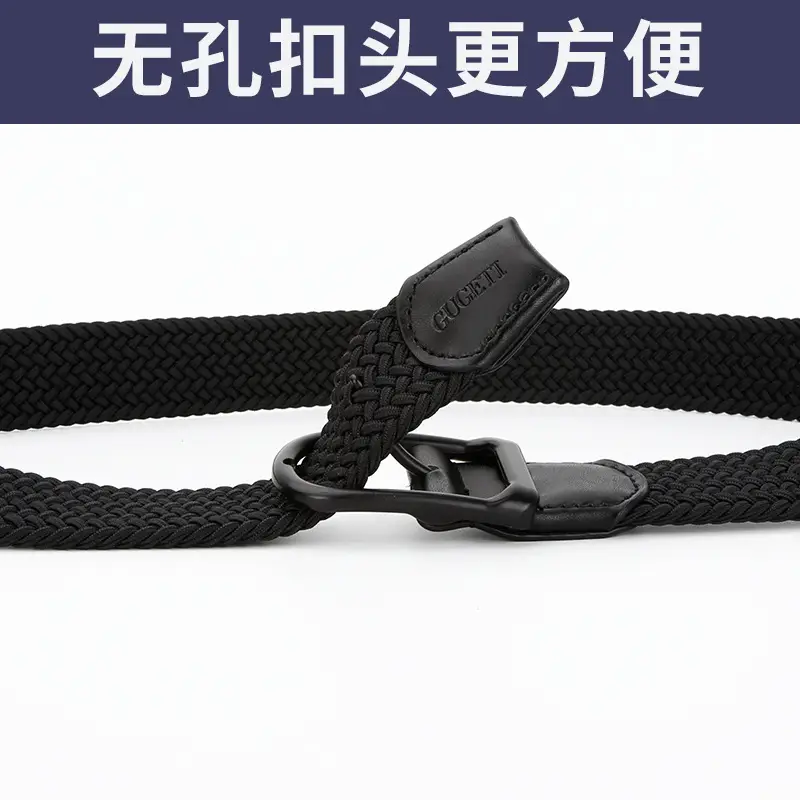 Men's Black Leather Belt with Alloy Buckle - Image 6