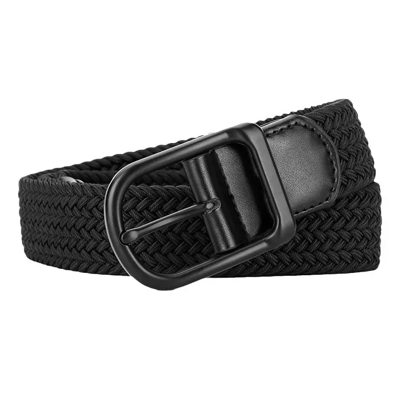 Men's Black Leather Belt with Alloy Buckle - Image 9