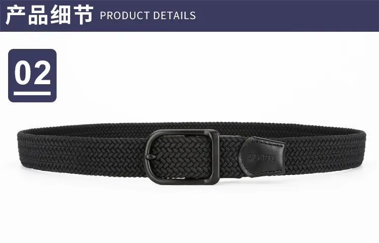 Men's Black Leather Belt with Alloy Buckle — feature 11
