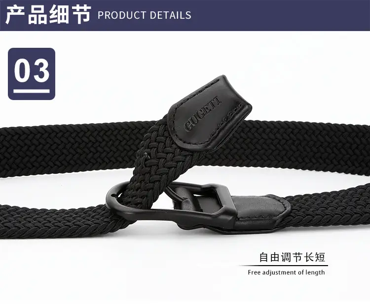 Men's Black Leather Belt with Alloy Buckle — feature 12