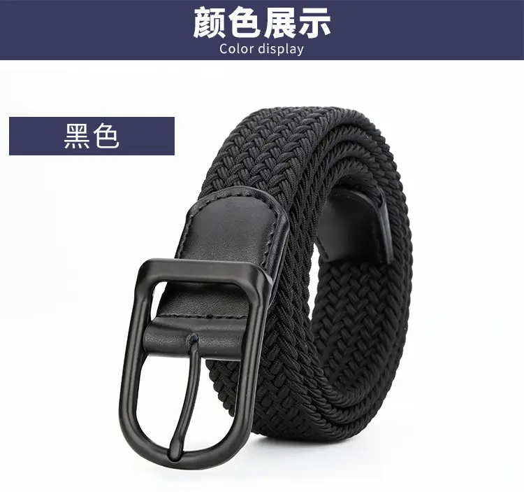 Men's Black Leather Belt with Alloy Buckle — feature 16