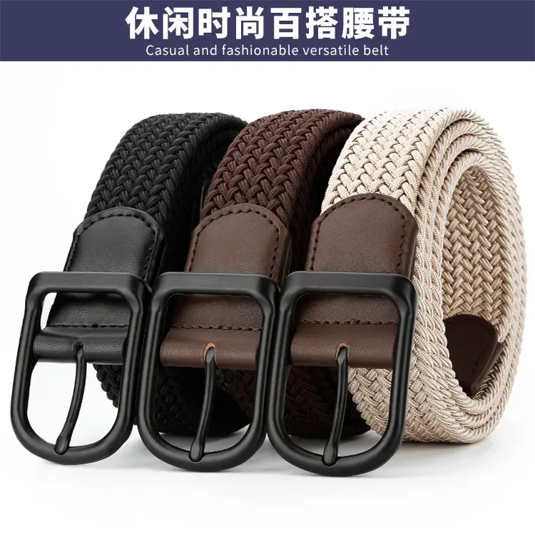 Men's Black Leather Belt with Alloy Buckle — feature 5