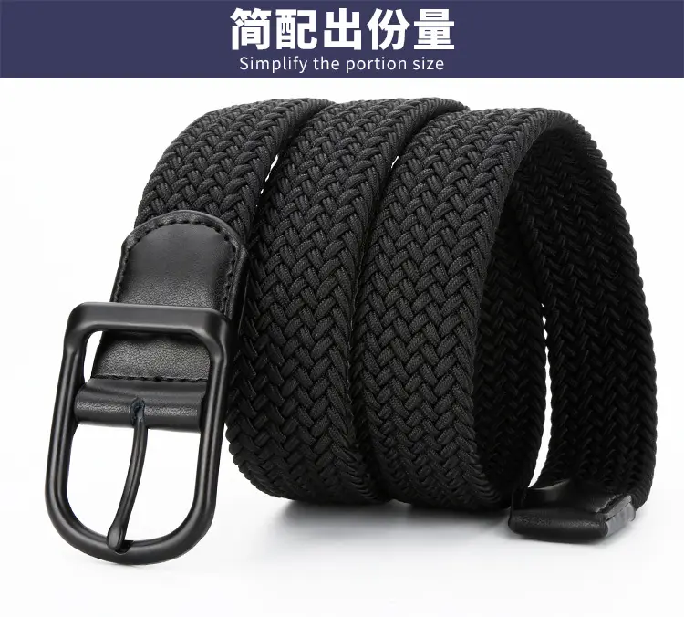 Men's Black Leather Belt with Alloy Buckle — feature 8