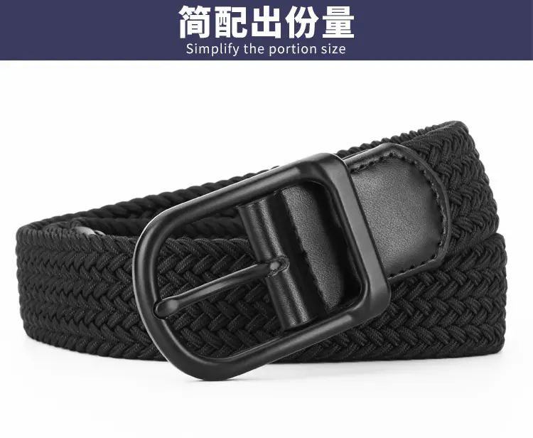 Men's Black Leather Belt with Alloy Buckle — feature 9