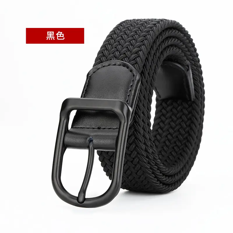 Men's Black Leather Belt with Alloy Buckle - Image 2