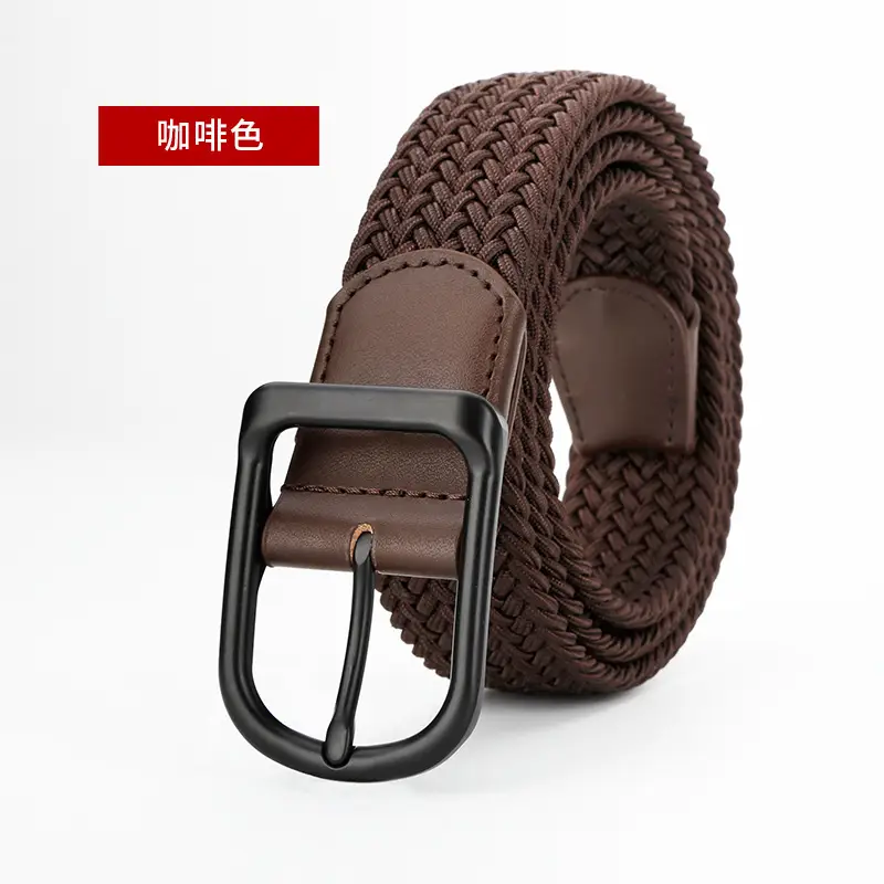 Men's Black Leather Belt with Alloy Buckle - Image 3