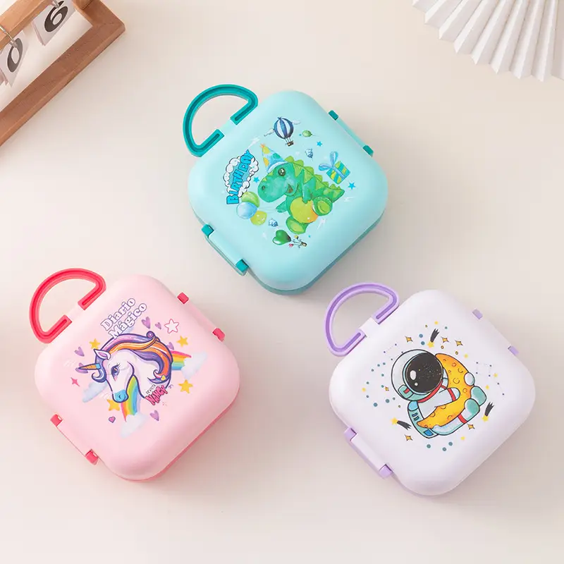 Cartoon Fun Flip-Top Compartment Lunch Box for Students and Children Portable Lunch Box Microwaveable Cute Lunch Box