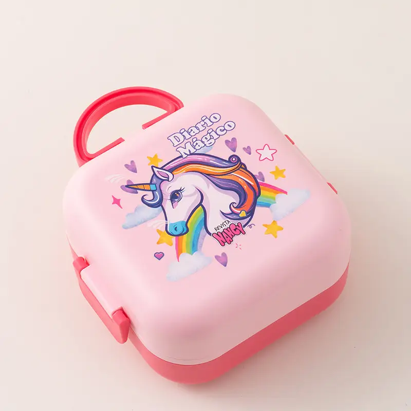 Cartoon Fun Flip-Top Compartment Lunch Box for Students and Children Portable Lunch Box Microwaveable Cute Lunch Box