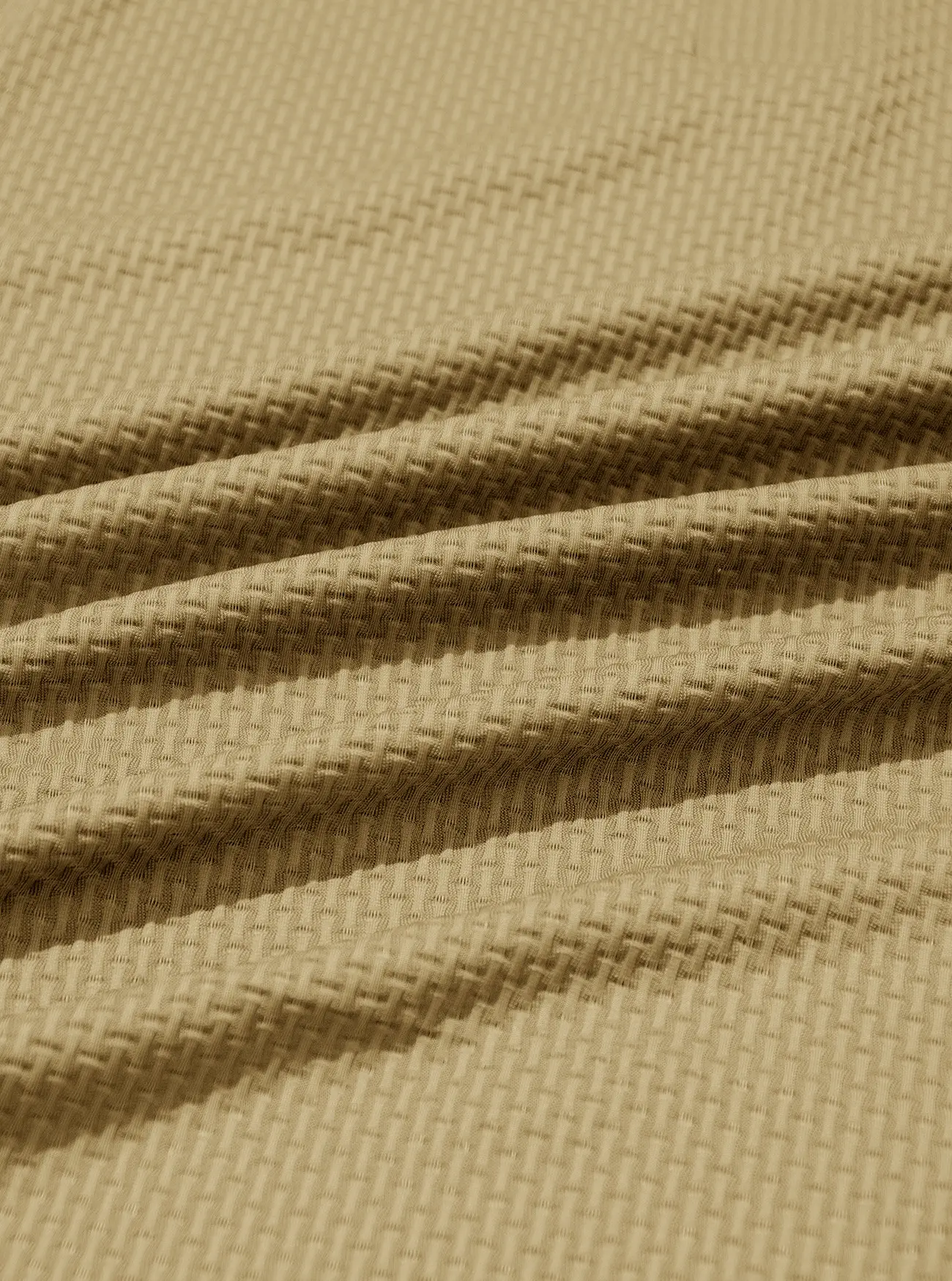 Men's Waffle Knit Polo Shirt Short Sleeve Summer Beige — feature 10