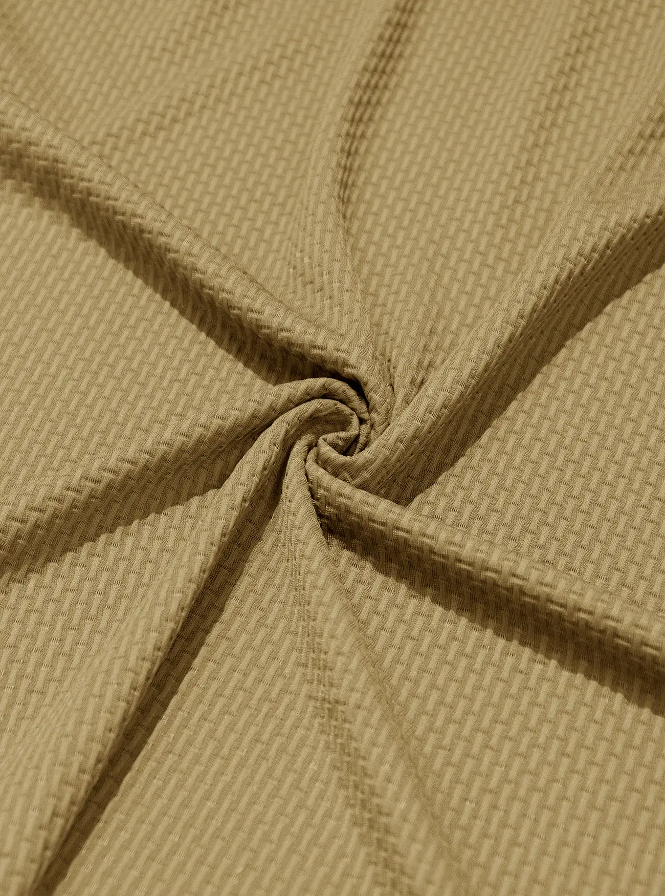 Men's Waffle Knit Polo Shirt Short Sleeve Summer Beige — feature 11
