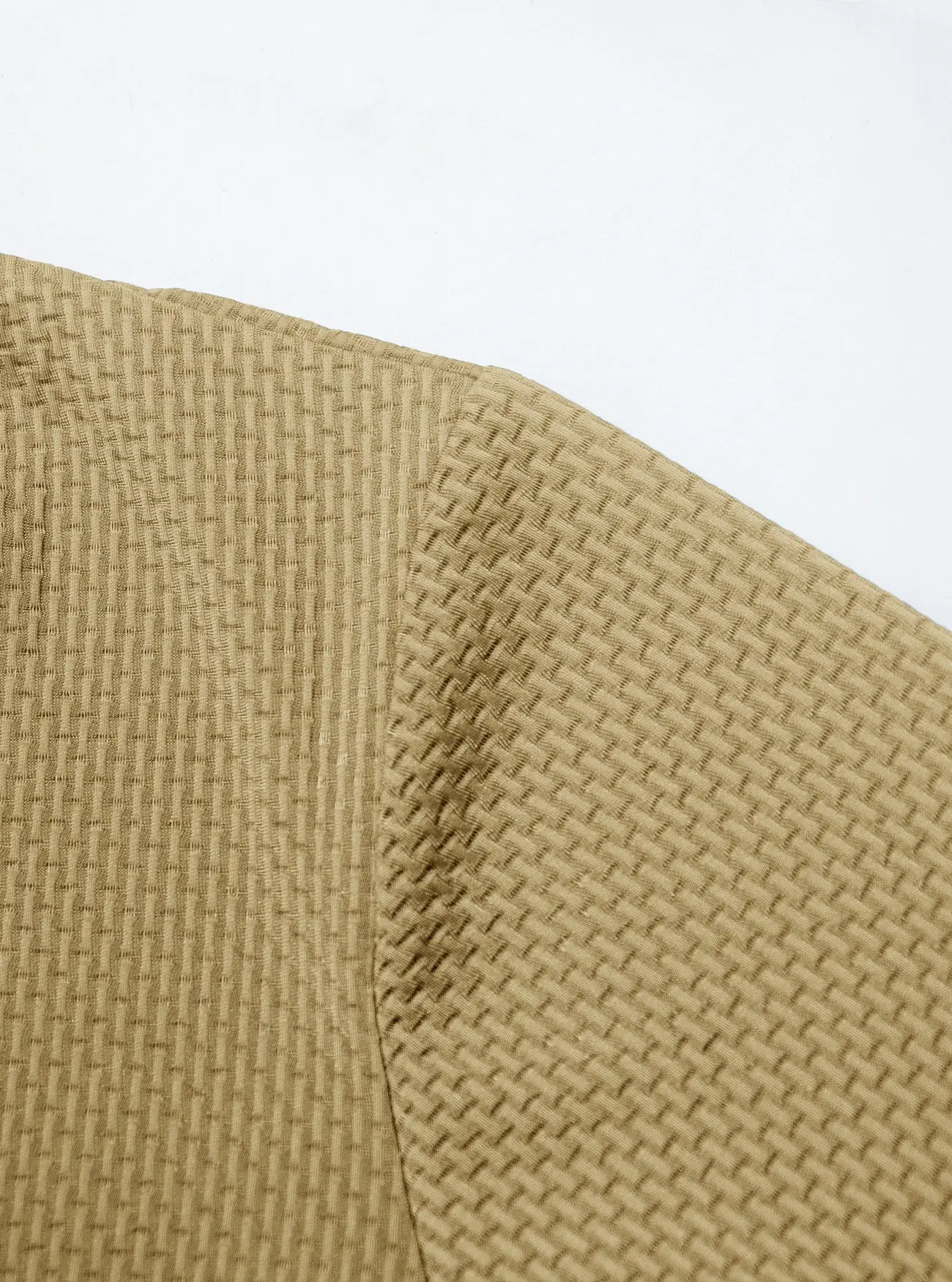 Men's Waffle Knit Polo Shirt Short Sleeve Summer Beige — feature 14
