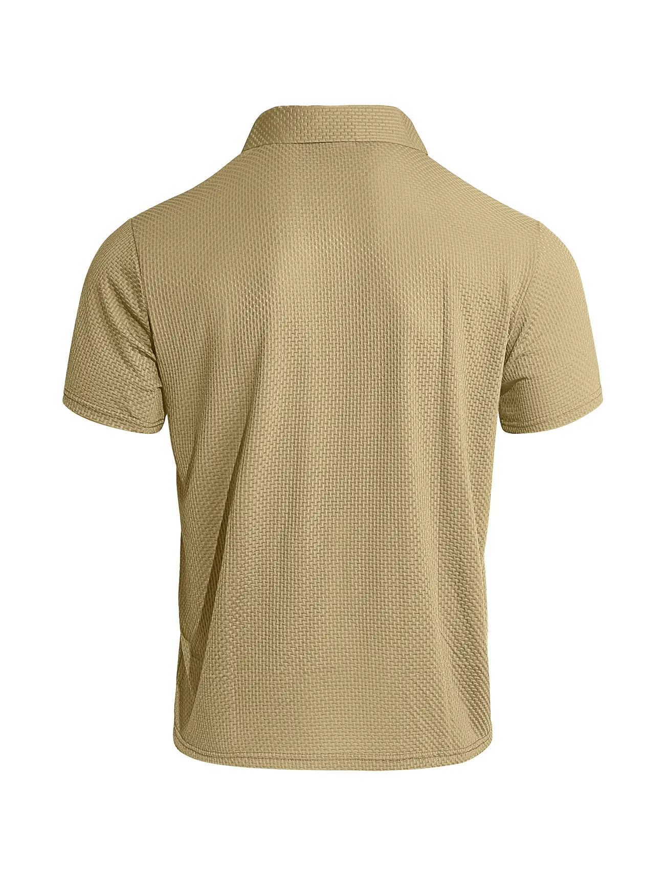 Men's Waffle Knit Polo Shirt Short Sleeve Summer Beige — feature 17