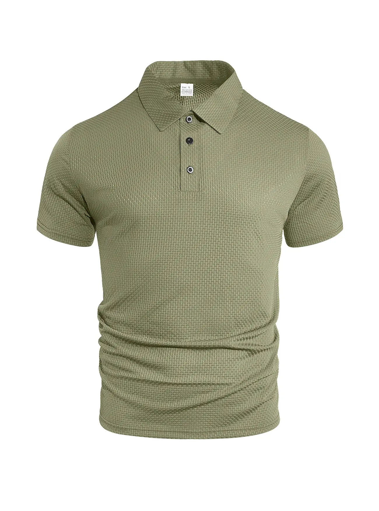Men's Waffle Knit Polo Shirt Short Sleeve Summer Beige — feature 18