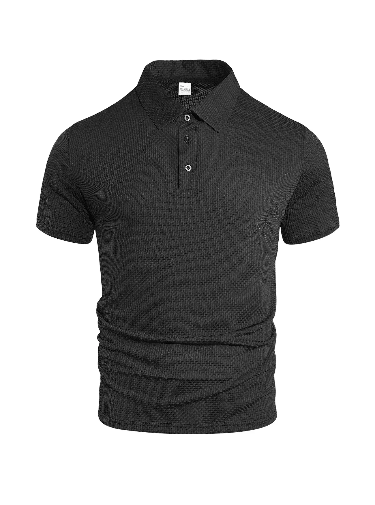 Men's Waffle Knit Polo Shirt Short Sleeve Summer Beige — feature 20