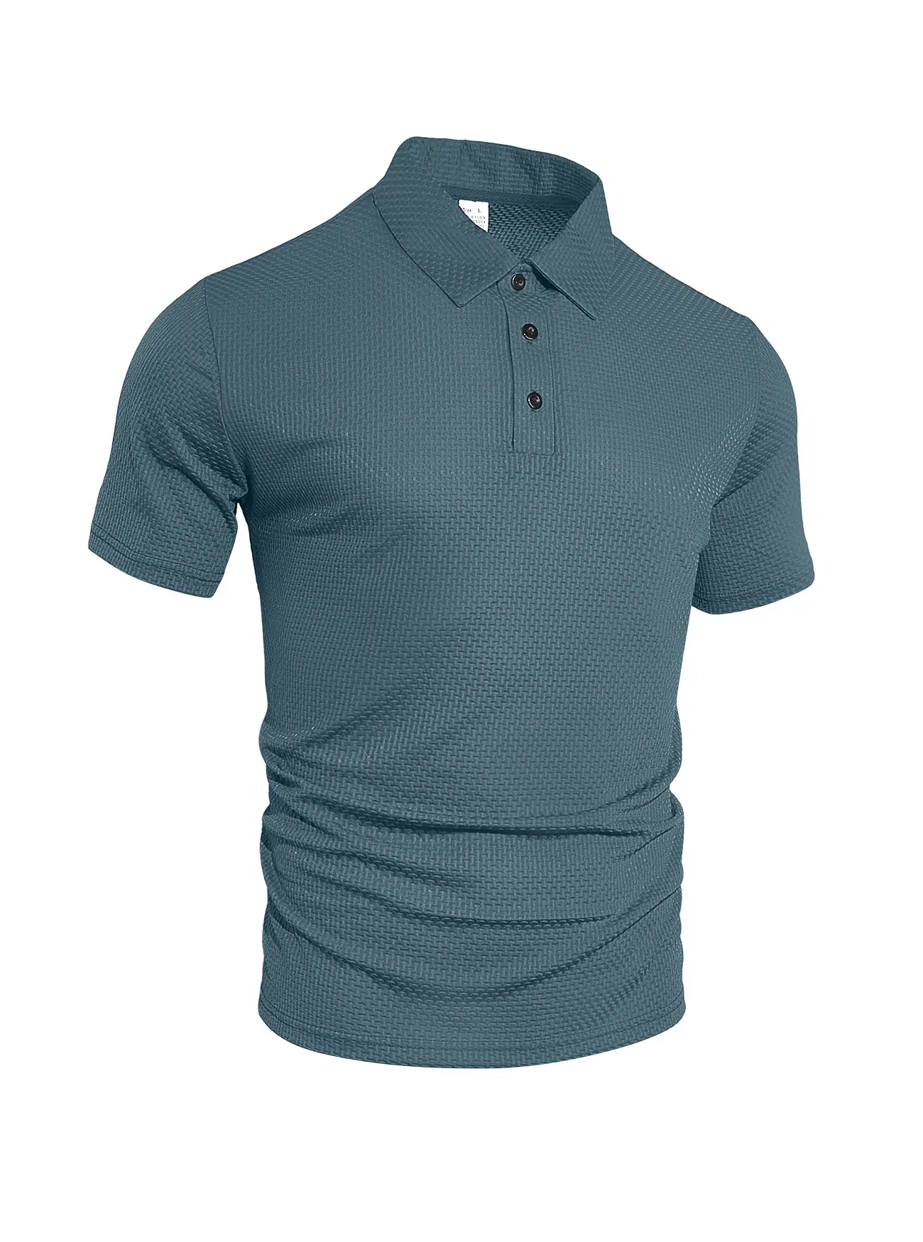 Men's Waffle Knit Polo Shirt Short Sleeve Summer Beige — feature 22