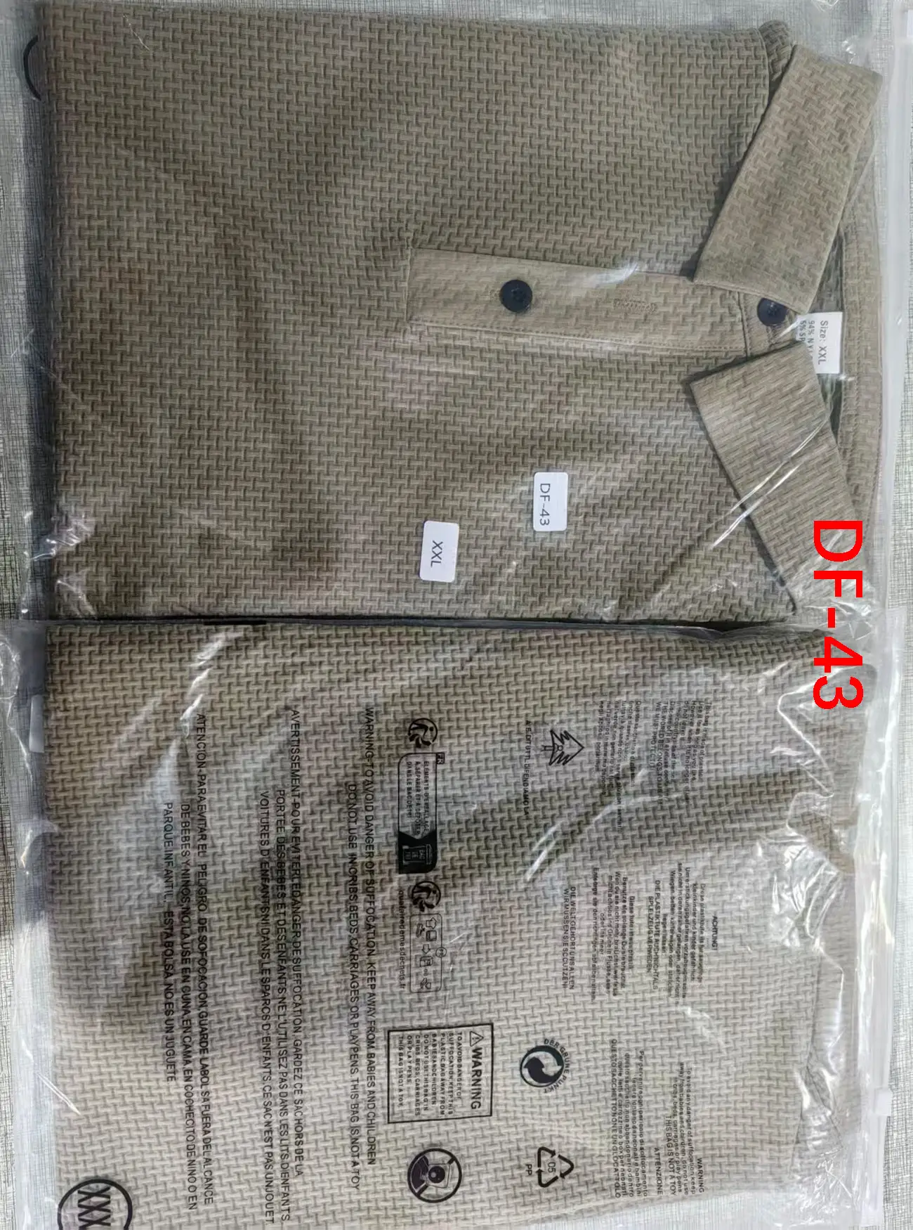 Men's Waffle Knit Polo Shirt Short Sleeve Summer Beige — feature 4