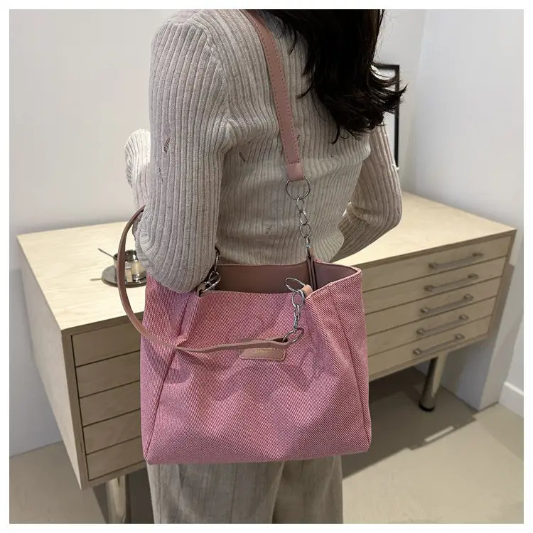 Brown Canvas Shoulder Bag for Women Large Capacity Commuter Tote — feature 32
