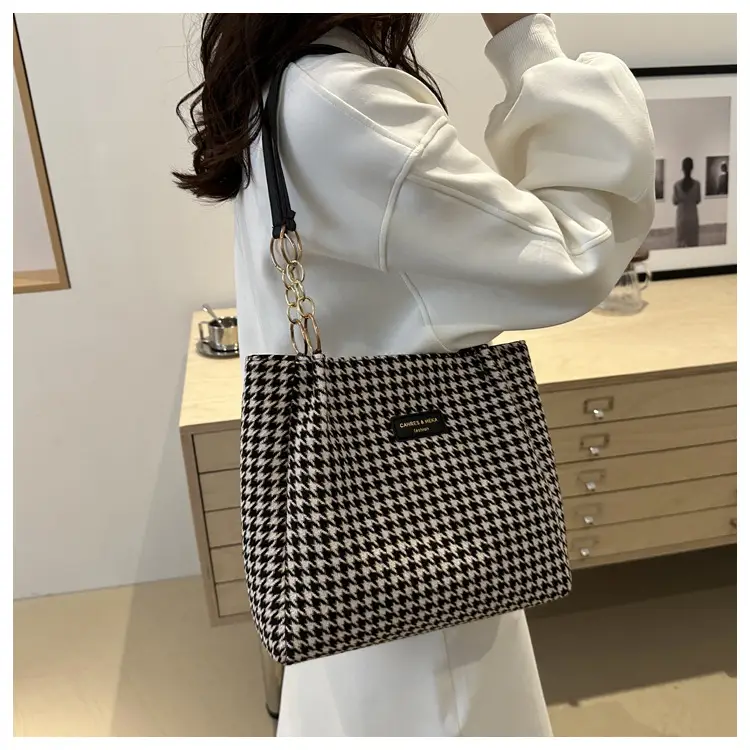 Vintage Houndstooth Shoulder Tote Bag for Women 2024 — feature 10
