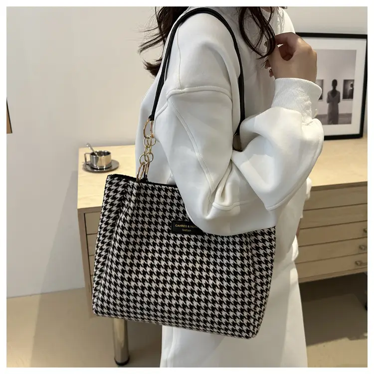 Vintage Houndstooth Shoulder Tote Bag for Women 2024 — feature 11