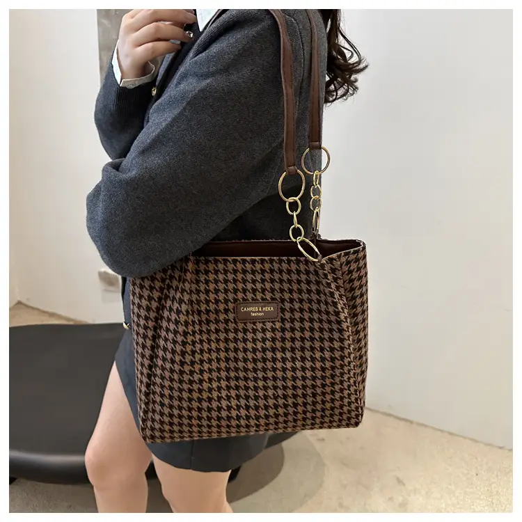 Vintage Houndstooth Shoulder Tote Bag for Women 2024 — feature 14