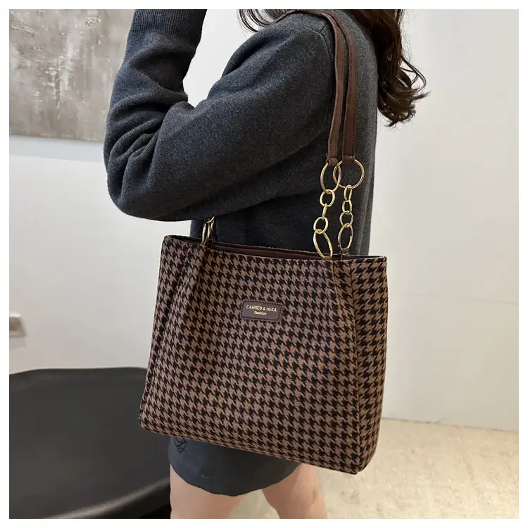 Vintage Houndstooth Shoulder Tote Bag for Women 2024 — feature 15