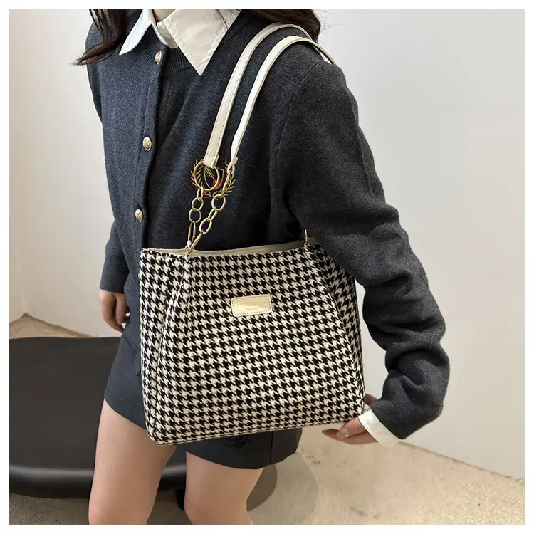 Vintage Houndstooth Shoulder Tote Bag for Women 2024 — feature 16
